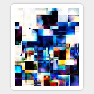 Abstract Art With Blue Squares Sticker